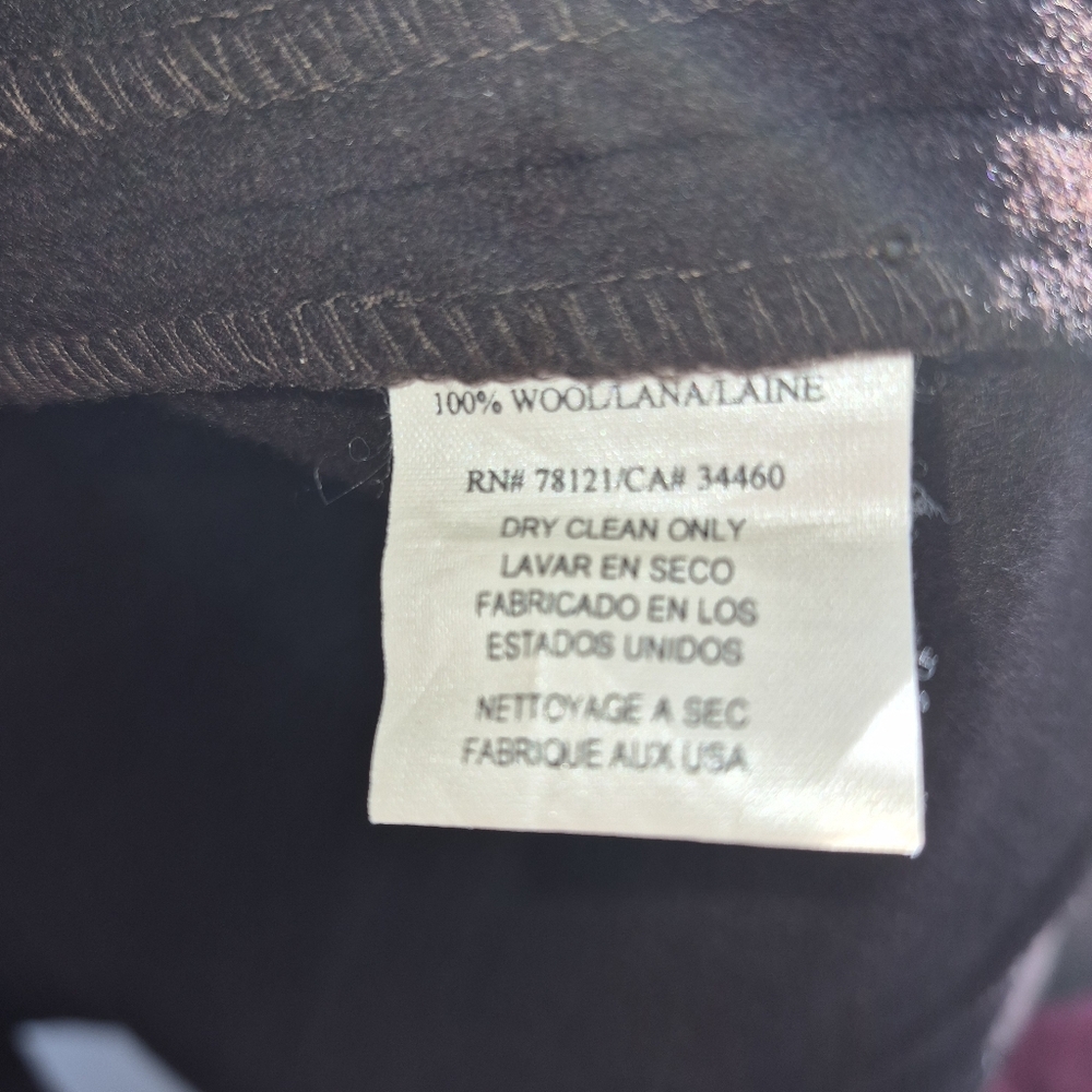 Eileen Fisher Dark Brown Mock Neck knee-length, relaxed fit wool coat, 1X - Picture 10 of 14